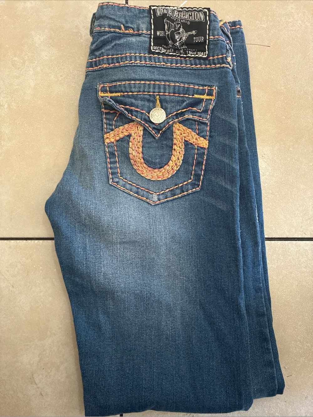 Vintage True Religion Billy Super T Jeans Size 30 USA Made Contrast Stitch Y2K